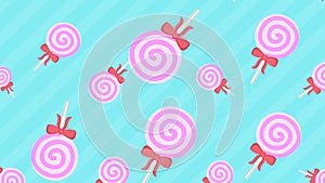 Background with falling swirl lollipop