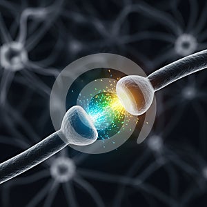 Background features blurred neuron structures enhancing the focus