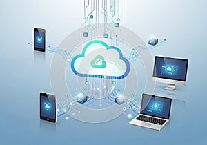 Background features a futuristic blue gradient, emphasizing technology and