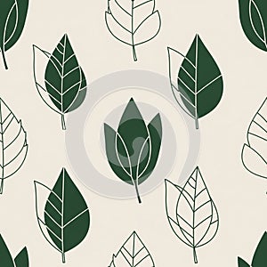 Background featuring various abstract leaf shapes in solid dark green and