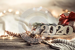 Background festive new year background with numbers 2020