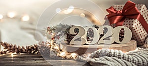 Background festive new year background with numbers 2020