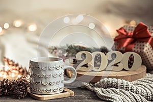 Background festive new year background with numbers 2020