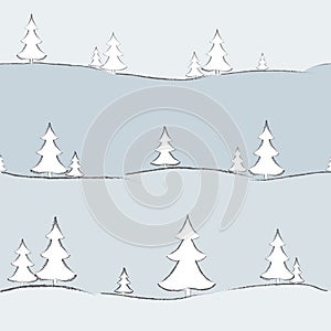 Background with fir-trees hand-drawn Creative modern background for banner card wallpaper cover seamless pattern Drawing