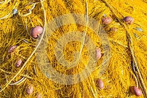 Background of fishing nets and floats