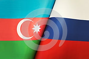 Background of the flags of the russian federation, azerbaijan,. The concept of interaction or counteraction between two countries