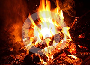 Background of Flames and Glowing Embers photo