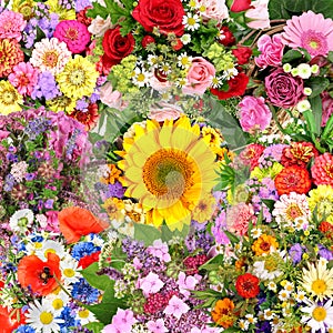 Background with flower bouquets