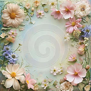 background flower frame, flower art , AIgenerated
