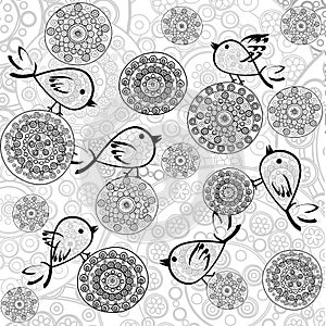 Background with flowers and birds