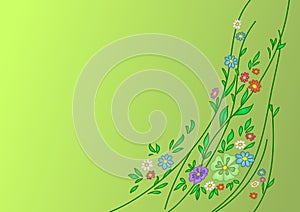 Background: flowers, leaves and lianas photo