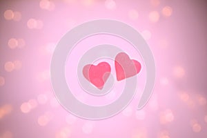 Background with flying hearts Valentine`s Day symbol.