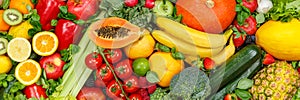 Background food fruits and vegetables collection fruit vegetable healthy eating diet apples oranges banner tomatoes