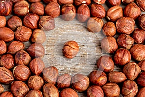 Background in the form of a circle of nuts hazelnut