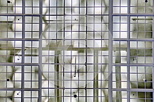 Background in the form of a glass ceiling, technical design in an industrial building