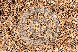 Background in the form of wood chips light brown