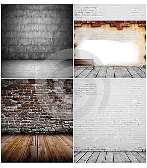 Empty bricks wall and floor photo
