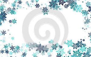 Background, frame of large blue snowflakes