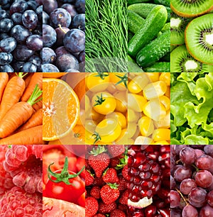 Background of fresh fruits and vegetables