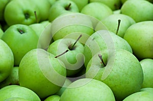 Background of fresh green Granny Smith apples