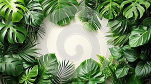 background of fresh leaves of tropical plants