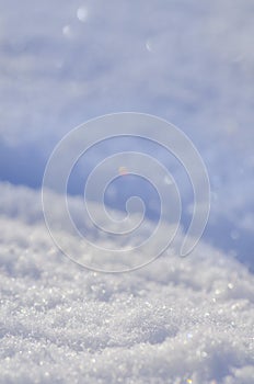Background of fresh snow texture. Snow white surface. Snow texture photo
