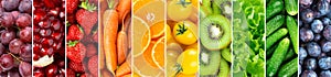 Background of fruits, vegetables and berries. Fresh color food