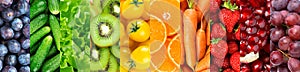 Background of fruits, vegetables and berries. Fresh color food