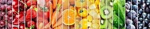 Background of fruits, vegetables and berries. Fresh food