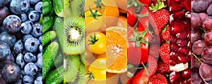 Background of fruits, vegetables and berries. Fresh food