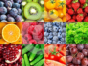 Background of fruits, vegetables and berries. Fresh food. Healthy food. Vitamins