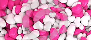 background full of white and pink hearts