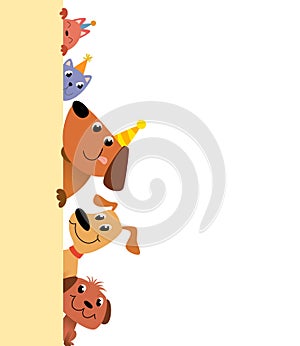 Background with funny cartoon dogs
