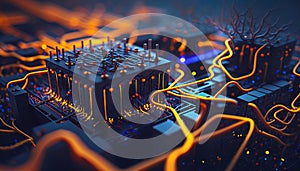 Background - Futuristic AI Network on Cyber Background - ai generated