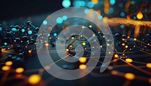 Background - Futuristic AI Network on Cyber Background - ai generated