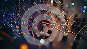 Background - Futuristic Blockchain Pattern on Dark Background - ai generated