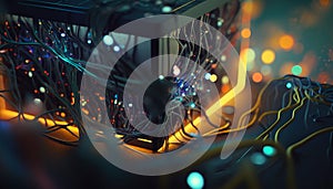 Background - Futuristic Blockchain Pattern on Dark Background - ai generated