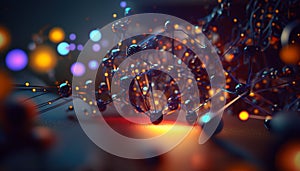 Background - Futuristic Blockchain Pattern on Dark Background - ai generated