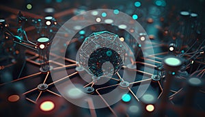 Background - Futuristic Blockchain Pattern on Dark Background - ai generated