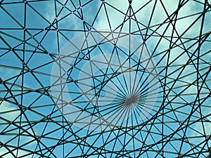 Background of geometric dome blue sky and clouds