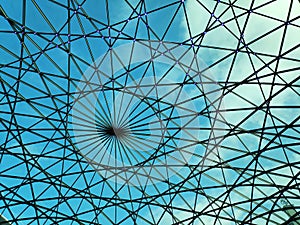 Background of geometric dome blue sky and clouds