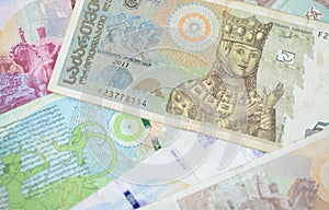 Background of Georgian Lari banknotes