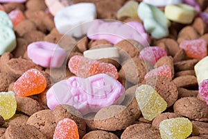 Background of ginger nuts ans sweets. Candy at Dutch Sinterklaas event