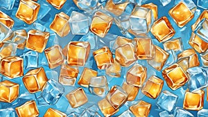 background glass of water with ice cubes, showing the coolness and the freshness of water.