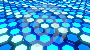 Background Of Glowing Hexagons In Shades Of Blue