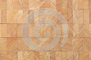 Background with glued larch wooden blocks.