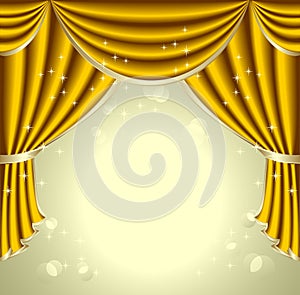 Background with gold drapes