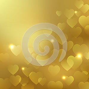 Background with gold hearts