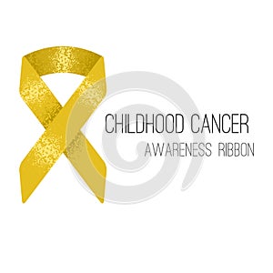 Background with golden childhood cancer awareness ribbon symbol