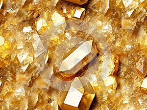 background of a golden crystals of amber